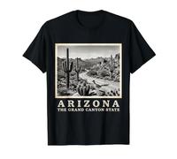 Arizona Desert Vibes AZ Pride Cactus Roadrunner Vintage Value Graphic T-Shirt, Men, Black, S