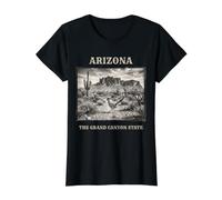 Arizona Desert Vibes AZ Pride Cactus Roadrunner Vintage Value Graphic T-Shirt, Women, Black, L