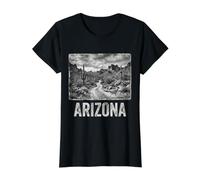 Arizona Desert Vibes AZ Pride Cactus Roadrunner Vintage Value Graphic T-Shirt, Women, Black, S