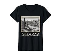 Arizona Desert Vibes AZ Pride Cactus Roadrunner Vintage Value Graphic T-Shirt, Women, Black, S