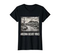 Arizona Desert Vibes AZ Pride Cactus Roadrunner Vintage Value Graphic T-Shirt, Women, Black, XS