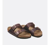 Arizona Double Strap Mules in Oiled Leather Brown