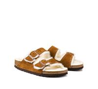 Arizona Fell Leather Mules with Faux Fur Lining camel