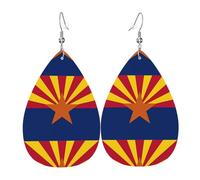 Arizona Flag Leather Earring. Stylish teardrop shape, perfect for women, and a great decorative choice for parties and holidays.