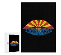 Arizona Flag on The Lips Wooden Jigsaw Puzzles for Adults Funny Brain-Teasing Game Idea Puzzle Gift