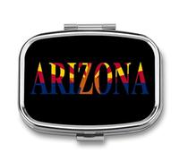 Arizona Flag Portable Pill Organizer with 2 Compartments Square Medicine Box Compact Travel Pharmacy Case