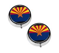 Arizona Flag Print Pill Box 3 Compartment Medicine Pill Case,Portable for Pocket Or Purse Pill Organizer Decorative Metal Medicine Vitamin Organizer Unique Gift