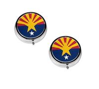 (Arizona Flag) Round Pill Box with 3 Compartment Small Pill Organizer Portable Pill Case Vitamin Containers, Travel Essentials 4.6x4.6x1.8 cm