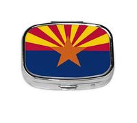 Arizona Flag Square Pill Box Lightweight and Portable, with 2 Plastic Inserts, Suitable for Carrying in Pockets or Wallets.