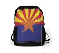 Arizona Flag Trendy Drawstring Backpack Lightweight Gym Bag with Shoes Compartment Printed String Daypack