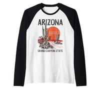 Arizona Grand Canyon State Roadrunner Desert Cactus Vintage Raglan Baseball Tee