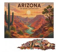 Arizona Grand Canyon State Travel Poster Jigsaw Puzzle, None Pieces | Adult Jigsaw Puzzle - gift for puzzle lovers with indoor weekend activity.