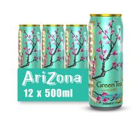 Arizona Green Iced Tea with Honey, Pack of 12 x 500ml Cans, Delicious Fruit Drink, No Artificial Colours or Preservatives