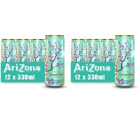 Arizona Green Tea with Honey 12 x 330ml Cans - Low Calorie Soft Drink, 100% Green Tea Extract, Refreshing and Sweet, No Artificial Colours or Preservatives (Pack of 2)