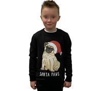 Arizona Klub Kids Christmas Jumper (UK, Age, 7 Years, 8 Years, Regular, BLACK SANTA PAW)