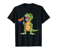 Arizona Lover Kids Dinosaur Lover USA Arizona Flag T-Shirt