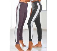Arizona Pack of 2 Side Stripe Leggings Grey