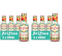 Arizona Peach Iced Tea, Pack of 12 x 500ml PET Bottles, Delicious Fruit Tea Drink, No Artificial Flavours or Preservatives.