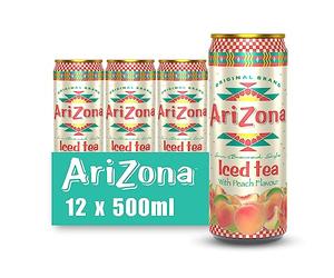 Arizona Peach Iced Tea with Real Peach Juice, 12 x 500ml Cans