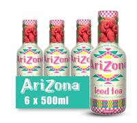Arizona Raspberry Iced Tea 6 x 500ml Bottles - Low Calorie Soft Drink, Delicious Fruit Tea, Refreshing & Sweet, No Artificial Colours or Preservatives