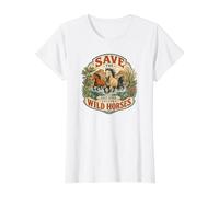 Arizona Save Wild Horses Salt River Canyon Wildlife Care Value Graphic T-Shirt, Women, White, M