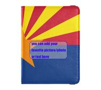 Arizona State Flag Az Blue Red customize Leather Passport and Vaccine Card Wallet Combo Passport Wallet Passport Holder Combo with Vaccine Card Slot Ultra Slim, Arizona State Flag AZ blue red, One