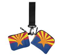 Arizona State Flag Az Blue Red Women's Coin Purses Card Cases Small Removable Change Purse Key Holder with Zip Pocket for Girls 2 Pieces Purse para tarjetas de mujer, Arizona State Flag Az Blue Red
