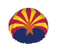 Arizona State Flag Print Bath Hair Cap Double Layer Shower Cap For Women And Men Reusable Lightweight Soft