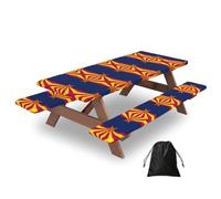 Arizona State Flag Print Camping Essentials Waterproof Camping Table And Bench Cover With Drawstring Bag 183 Cm