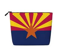 Arizona State Flag Print Cosmetic Bag for Women,Faux Linen Makeup Bag Large Capacity,Perfect for Travel Daily Use