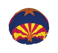 Arizona State Flag Print Soft Lined Shower Cap, Double Layer Washable Wide Elastic Band Hair Shower Cap For Bath