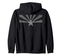 Arizona State Flag Star Rays Grunge - Monochromatic Grey Art Zip Hoodie