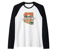 Arizona State Map Road Trip Phoenix Tucson Mesa Scottsdale Raglan Baseball Tee