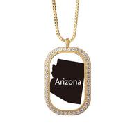 arizona the united states of amemap Necklace Pendant Diamond Crystal Golden Jewelry