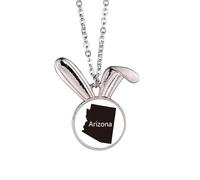 arizona the united states of amemap Rabbit Necklace Pendant Bunny Animal Jewelry Gift