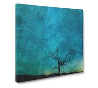 Arizona Tree Beneath the Stars Canvas Print | Gallery Wrapped 30mm Frame Wall Art | 20x20 inches | Ready to Hang | Modern Space Picture | Living Room Bedroom Lounge Office