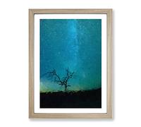 Arizona Tree Beneath The Stars Modern Framed Print | A2 Oak Framed Wall Art | Ready to Hang | Modern Space Picture | Living Room Bedroom Lounge Office