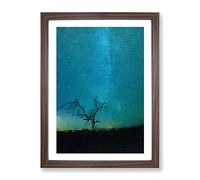 Arizona Tree Beneath The Stars Modern Framed Print | A4 Walnut Framed Wall Art | Ready to Hang | Modern Space Picture | Living Room Bedroom Lounge Office