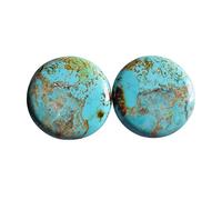 Arizona Turquoise Matched Pair, Natural Loose Gemstones, 21x21x4 mm, 24 Ctw Total Weight, Earring Jewelry Making Supply for Artisan DIY Craft Projects