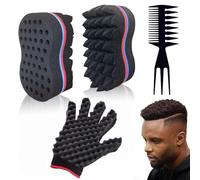ARJDXDP 3 Pcs Big Holes Barber Hair Brush Sponge, Double Side Magic Twist Hair Sponge, Twists Dread Afro Coils Hair Curl Brush For Home and Barber