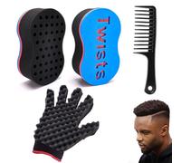 ARJDXDP 3 Pcs Hair Sponge Brush, Afro Coils Curls Brushes, Oval Big Holes Wave Hair Twist Sponge Magic Barber Dreads Locking Twist Afro Curl