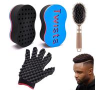 ARJDXDP 3 Pcs Hair Sponge Brush, Afro Coils Hair Curls Brushes, Oval Big Holes Hair Twist Sponge Magic Barber Dreads Locking Twist Afro Curl Wave Sponge Hair Brush Sponge