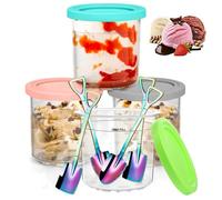 ARJDXDP 4 Pcs Ice Cream Tubs, Creami Pint Containers Replacement for Ninja Creami Pints and Lids, Creami Accessories Compatible with Ninja Creami NC301, NC300, NC300EU, NC300UK, NC299AMZ, 16 OZ/1.4L