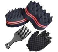 ARJDXDP 4Pcs Big and Small Hole Hair Sponge Brushes - Double Side Oval Magic Twist Coils Wave Brush for Afro Coils Hair Curls Brushes - Home and Barber (Set B)