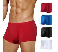 Arjen Kroos Men's Boxer Briefs Sexy Silky Breathable Trunks Ice Silk Low Rise Underwear for Men 4 Pack,BLACK/WHITE/RED/BRIGHT BLUE,XL