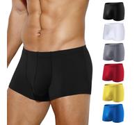 Arjen Kroos Men's Boxer Briefs Sexy Silky Breathable Trunks Ice Silk Low Rise Underwear for Men 6 Pack,Black/White/Grey/Red/Yellow/Blue,XL