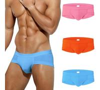 Arjen Kroos Men's Briefs Underwear Sexy Breathable Modal Boxer Briefs Tagless Trunks,Pink&Orange&Blue,XXL,(3 PACK)