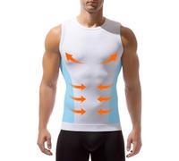 Arjen Kroos Mens Compression Vest Slimming Body Shaper Muscle Workout Tank Top Tight Shapewear Undershirts White-S