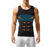 Arjen Kroos Men's Compression Vest Slimming Body Shaper Tight Shapewear Undershirts Muscle Support Tank Top Black-M