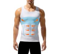 Arjen Kroos Men's Compression Vest Slimming Body Shaper Tight Shapewear Undershirts Muscle Support Tank Top White-XL